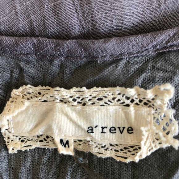 Anthropologie A’Reve Grey Taupe High Low Boho Lace Tiered Ruffle Dress - Picture 7 of 11